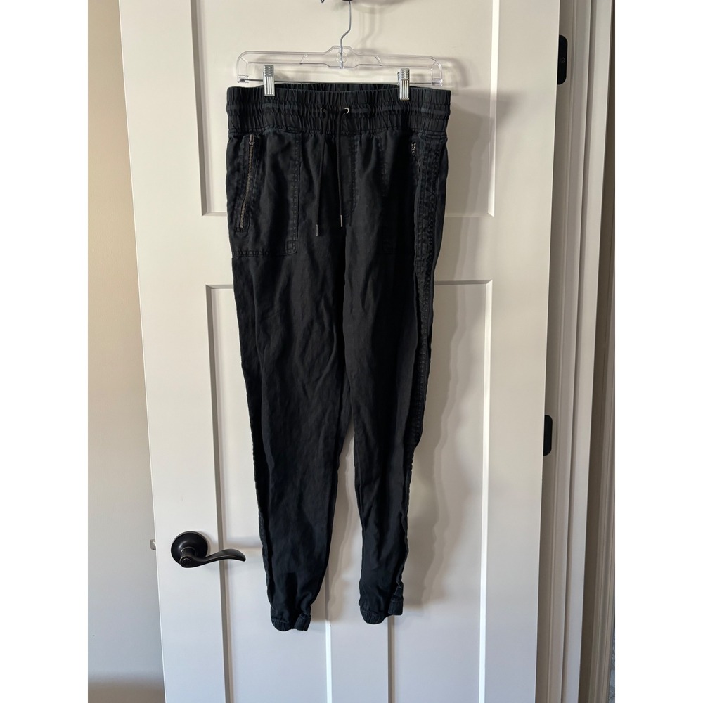 Athleta Cabo Linen Jogger Pants Black 12 Tall 530642-02 SP22 Drawstring Pocket